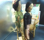 2 ethnic silk cloth dolls side